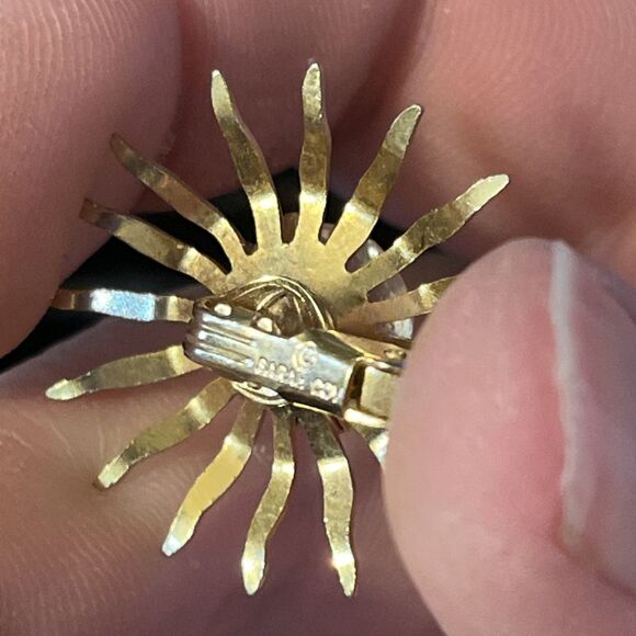 Vintage Sarah Coventry Clip On Earrings Women's Fascination Sunburst Atomic MCM - Picture 7 of 7